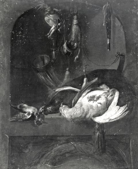 Sotheby's — Lelienbergh Cornelis - sec. XVII - Natura morta con selvaggina e oggetti per la caccia — insieme